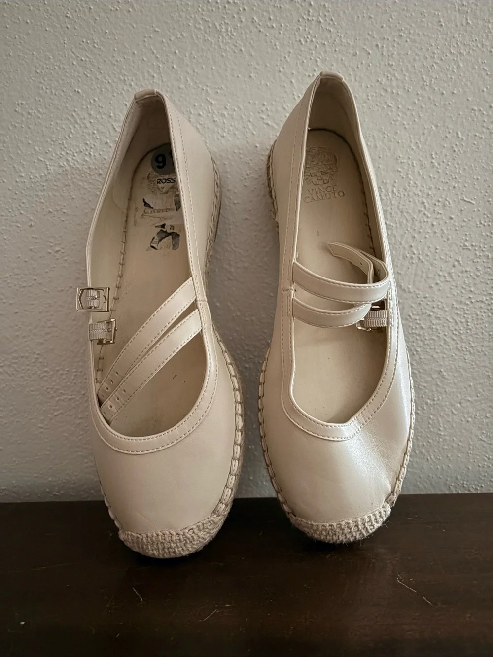Vince Camuto Cream Mary Jane Espadrille Wedges